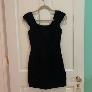 Black cap-sleeve BCBG mini-dress